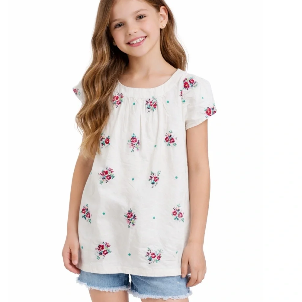 Bonpoint little girls Floral White Blouse NEW